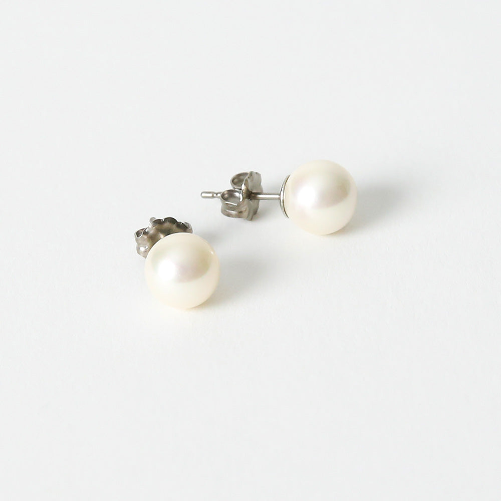 【マグネット仕様】貝パールネックレス・耳飾りセット《8㎜玉/42cm》