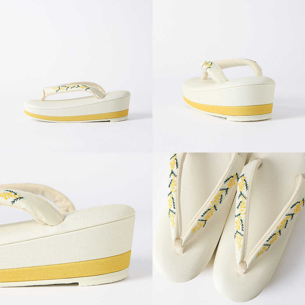 【セット割10%OFF】ミモザ刺繡の草履とクラッチバッグ|すなおモデル