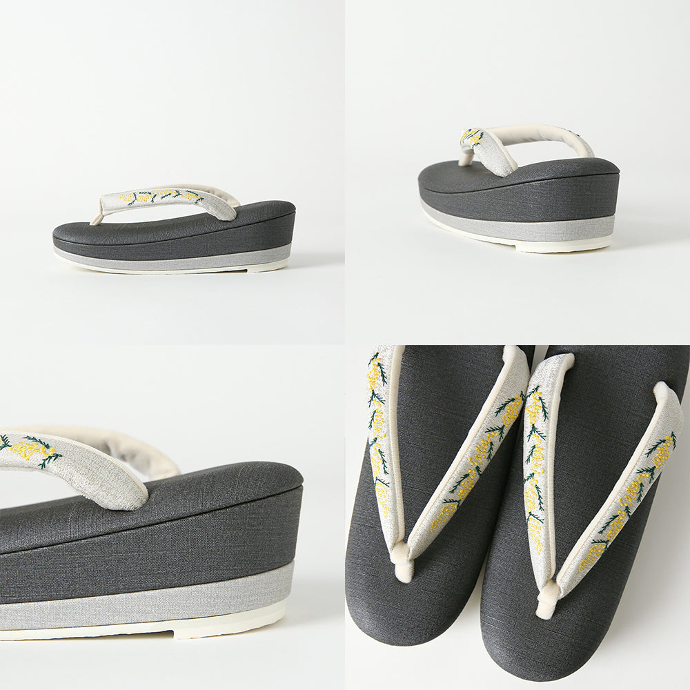 【セット割10%OFF】ミモザ刺繡の草履とクラッチバッグ|すなおモデル