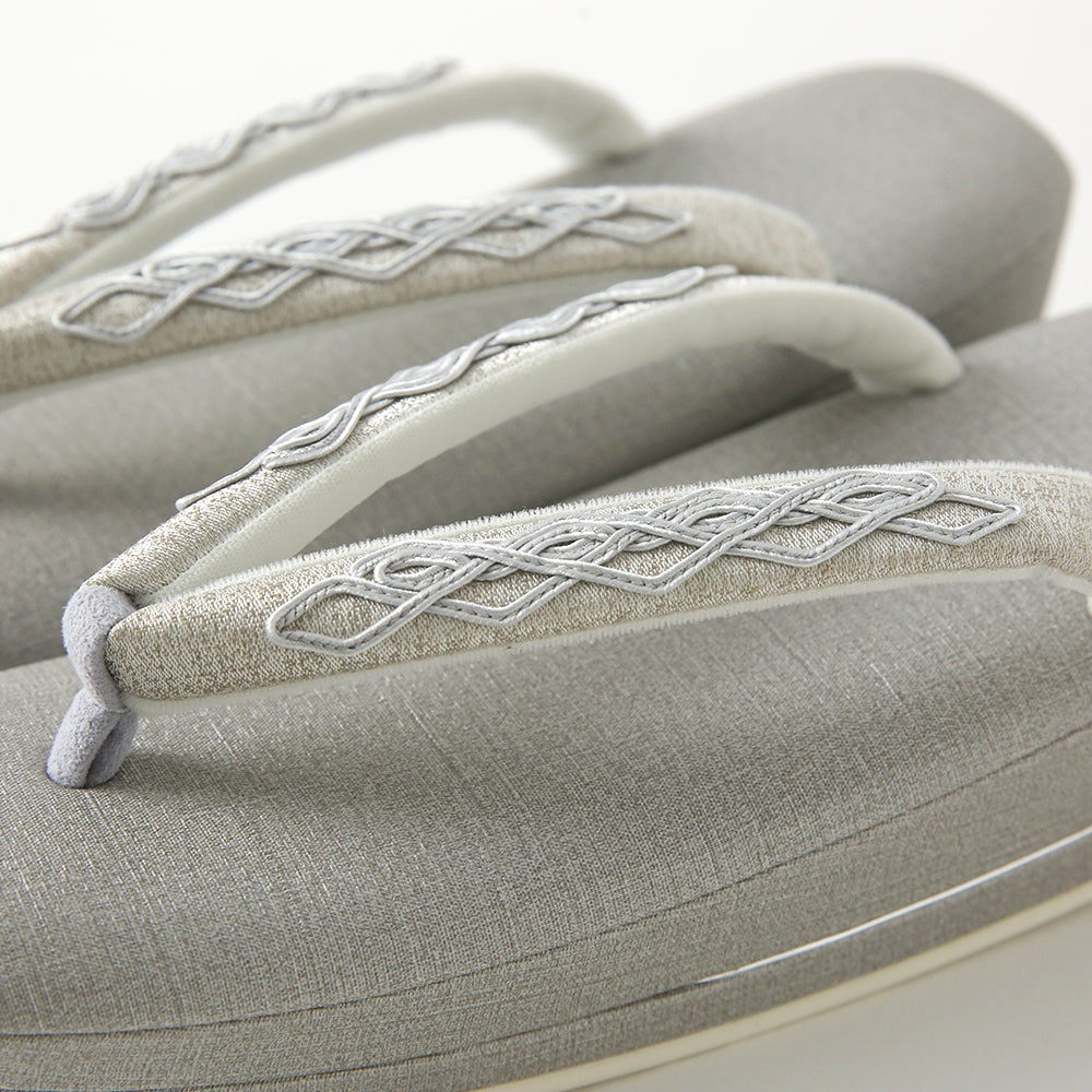 草履|クイーン|紬柄×コード刺繍