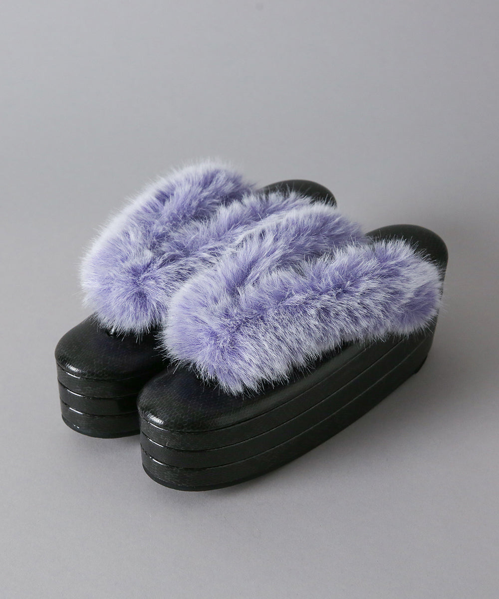 Mサイズ即納品|草履|モードファー厚底 -パイソン-