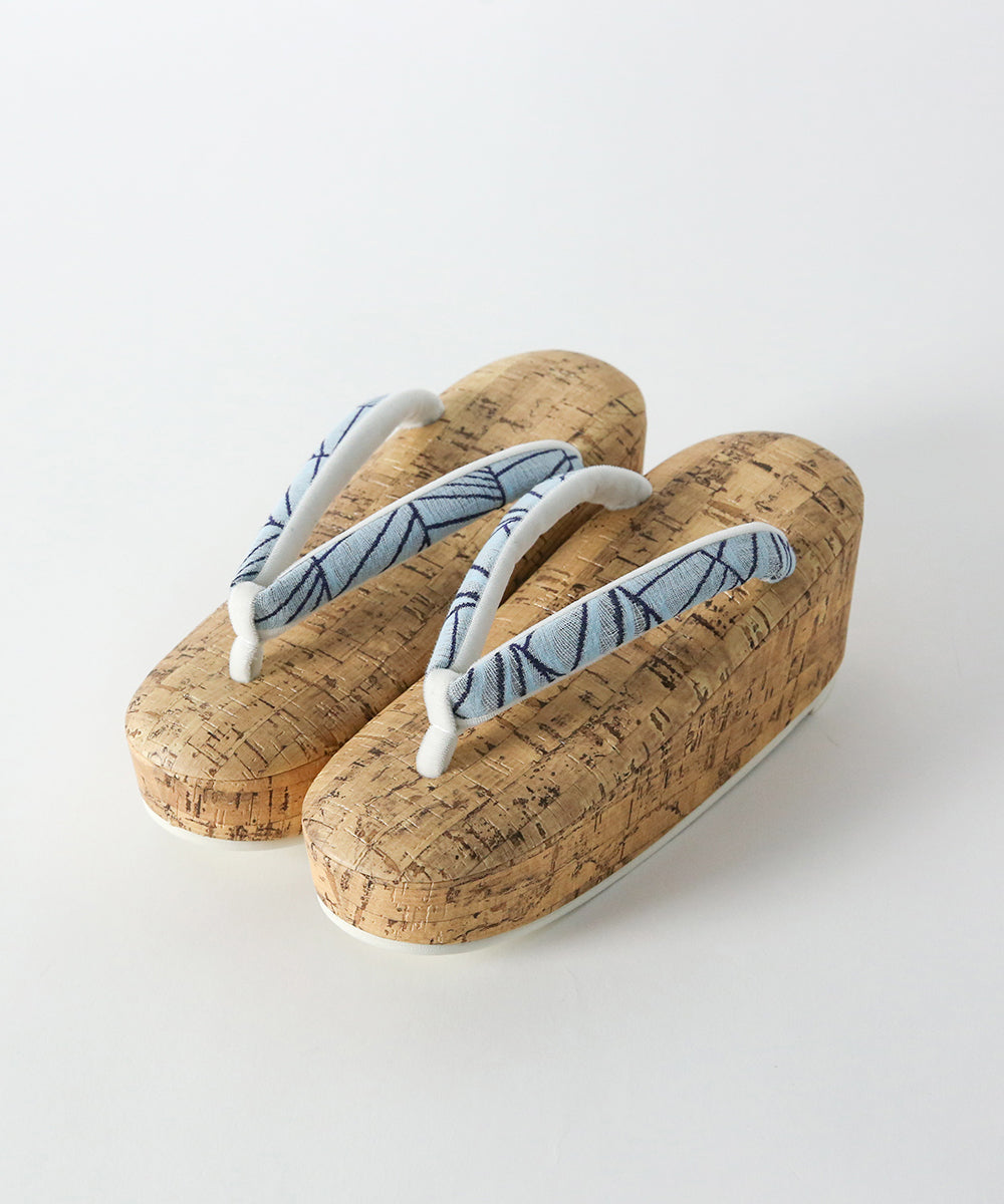 播州織の鼻緒とコルク柄デザインの草履