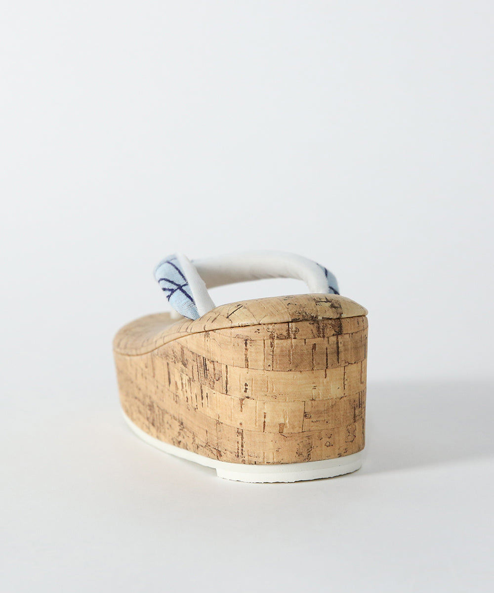 即納品|播州織の鼻緒とコルク柄デザインの草履