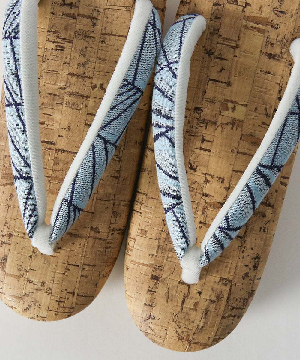 即納品|播州織の鼻緒とコルク柄デザインの草履