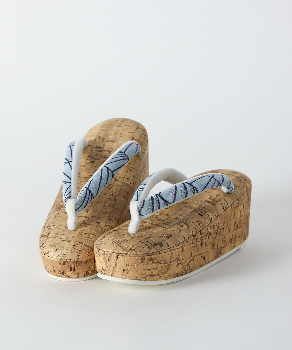即納品|播州織の鼻緒とコルク柄デザインの草履