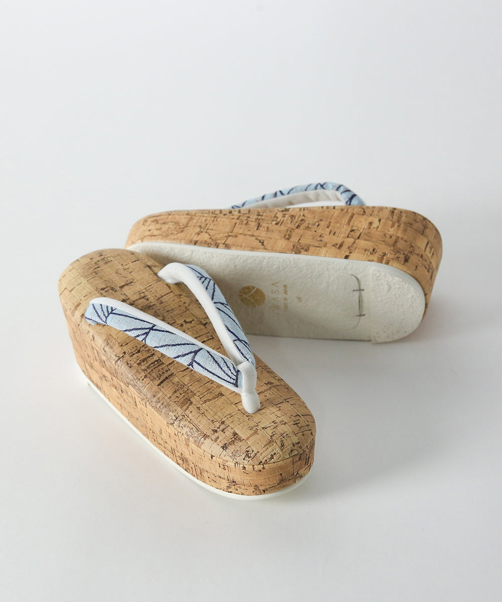 即納品|播州織の鼻緒とコルク柄デザインの草履