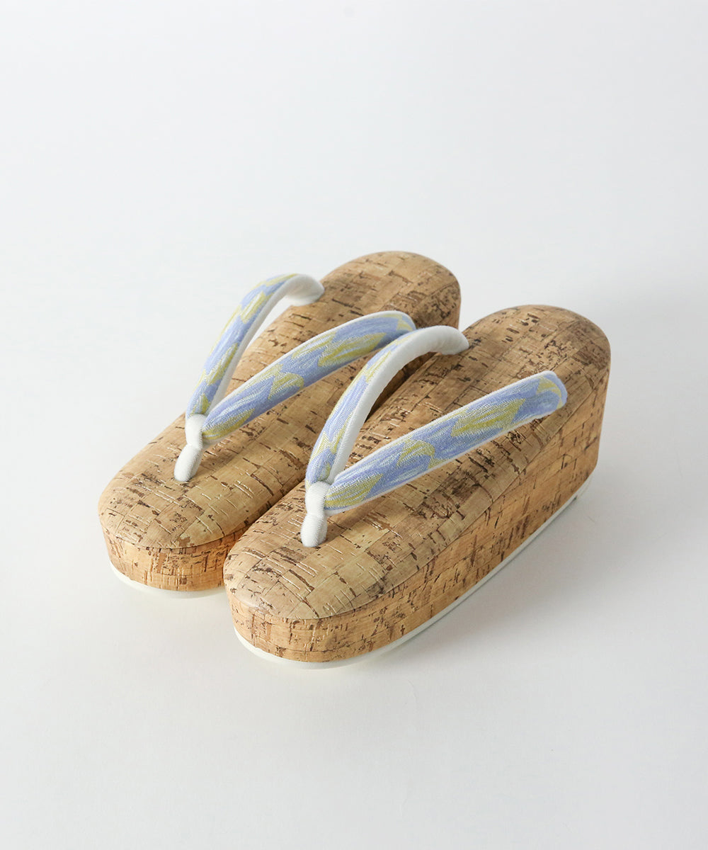 即納品|播州織の鼻緒とコルク柄デザインの草履