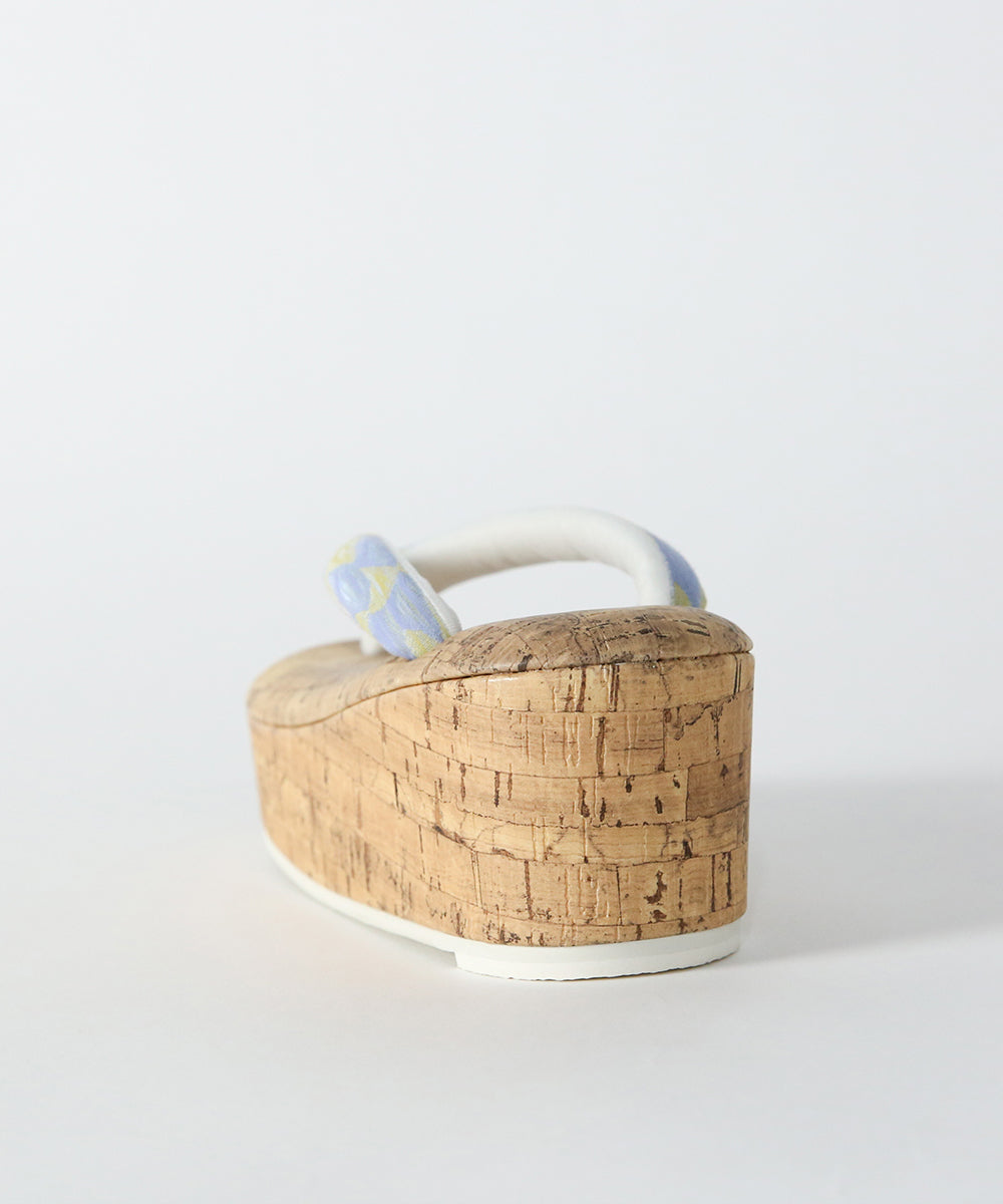 即納品|播州織の鼻緒とコルク柄デザインの草履