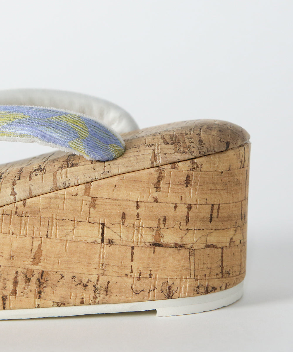 即納品|播州織の鼻緒とコルク柄デザインの草履