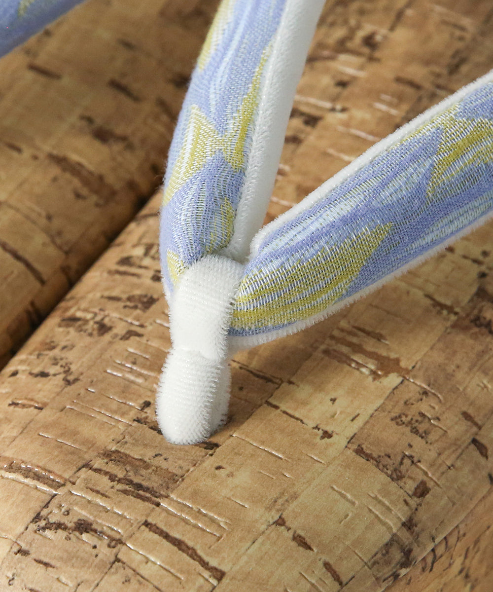 即納品|播州織の鼻緒とコルク柄デザインの草履