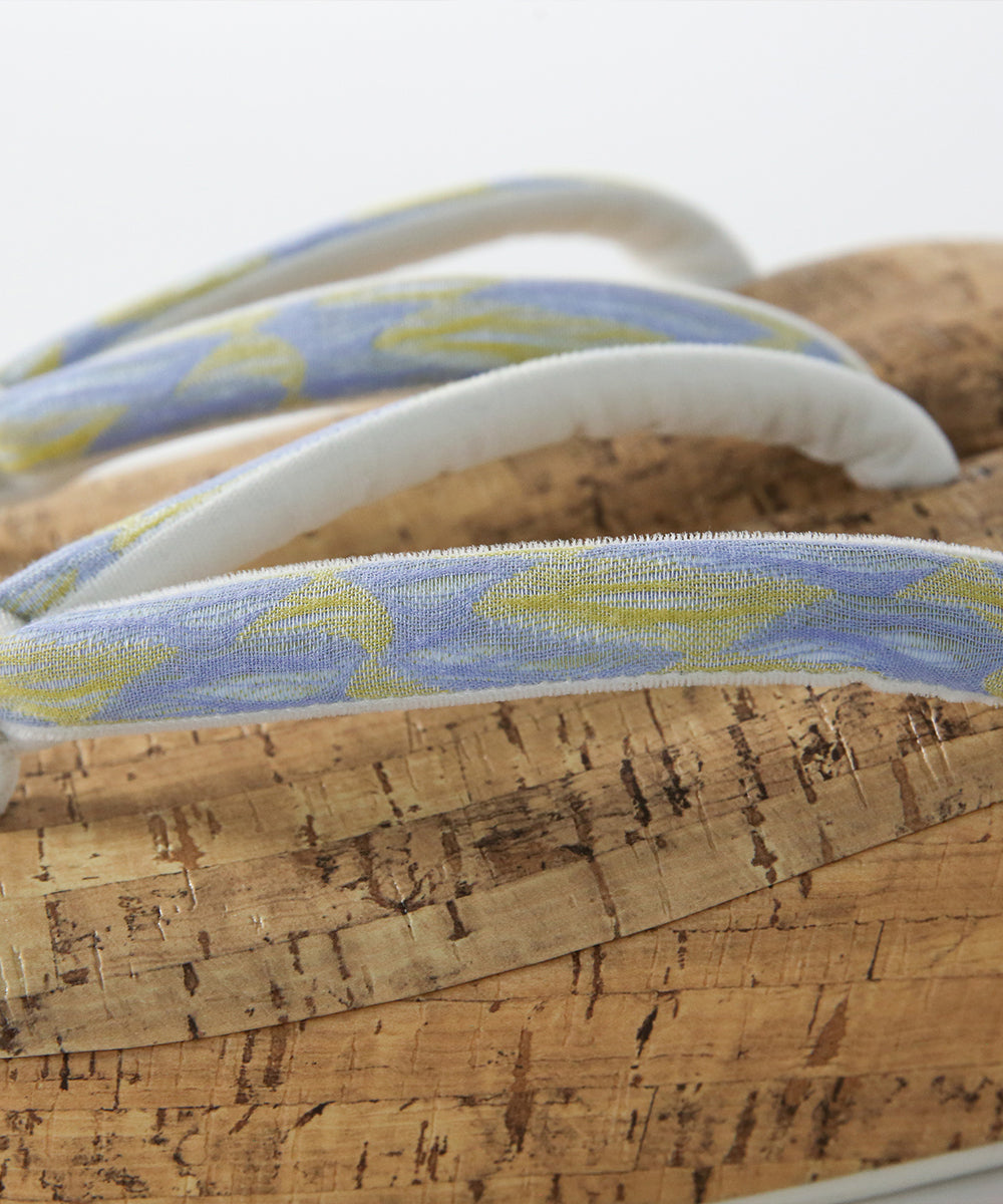 即納品|播州織の鼻緒とコルク柄デザインの草履