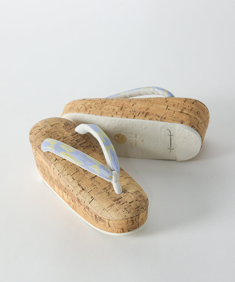 即納品|播州織の鼻緒とコルク柄デザインの草履