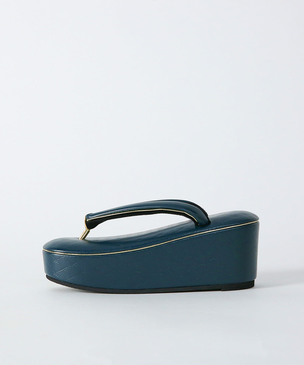 草履|ゴールドラインが映えるモダンな格子柄