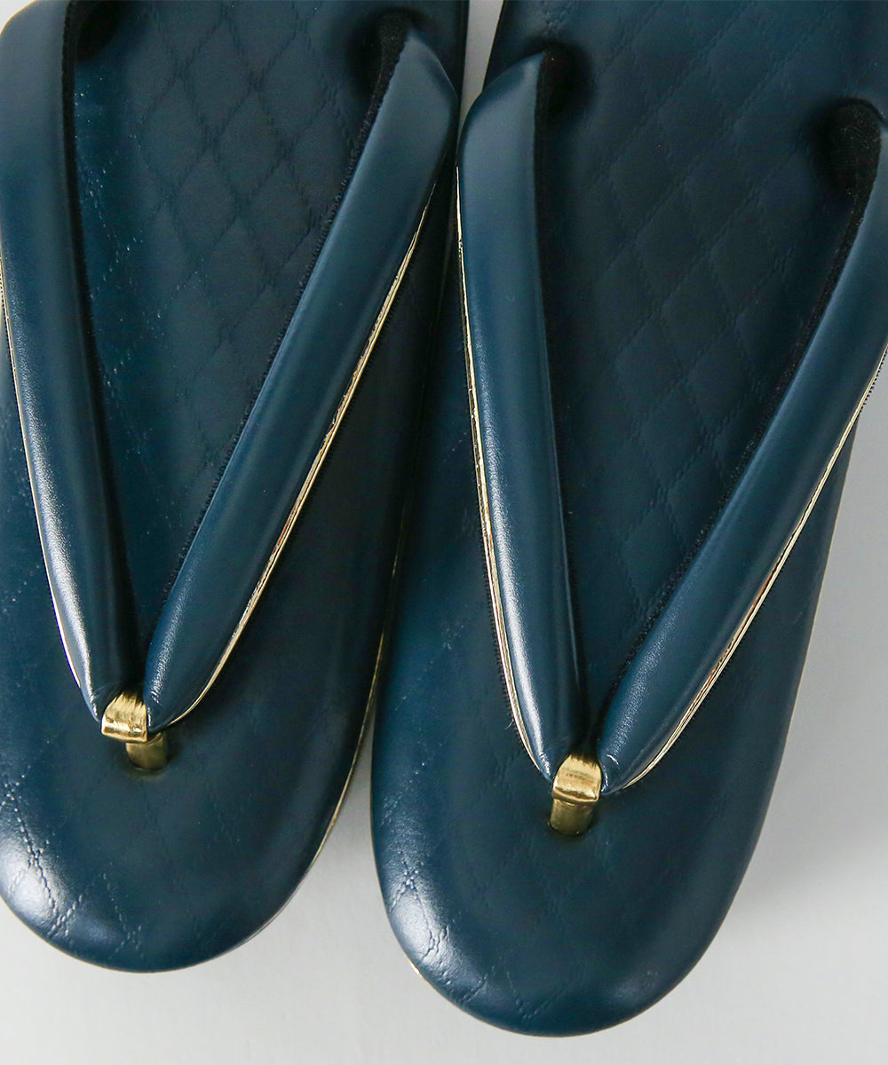 草履|ゴールドラインが映えるモダンな格子柄