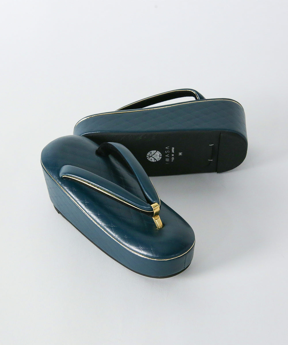 草履|ゴールドラインが映えるモダンな格子柄