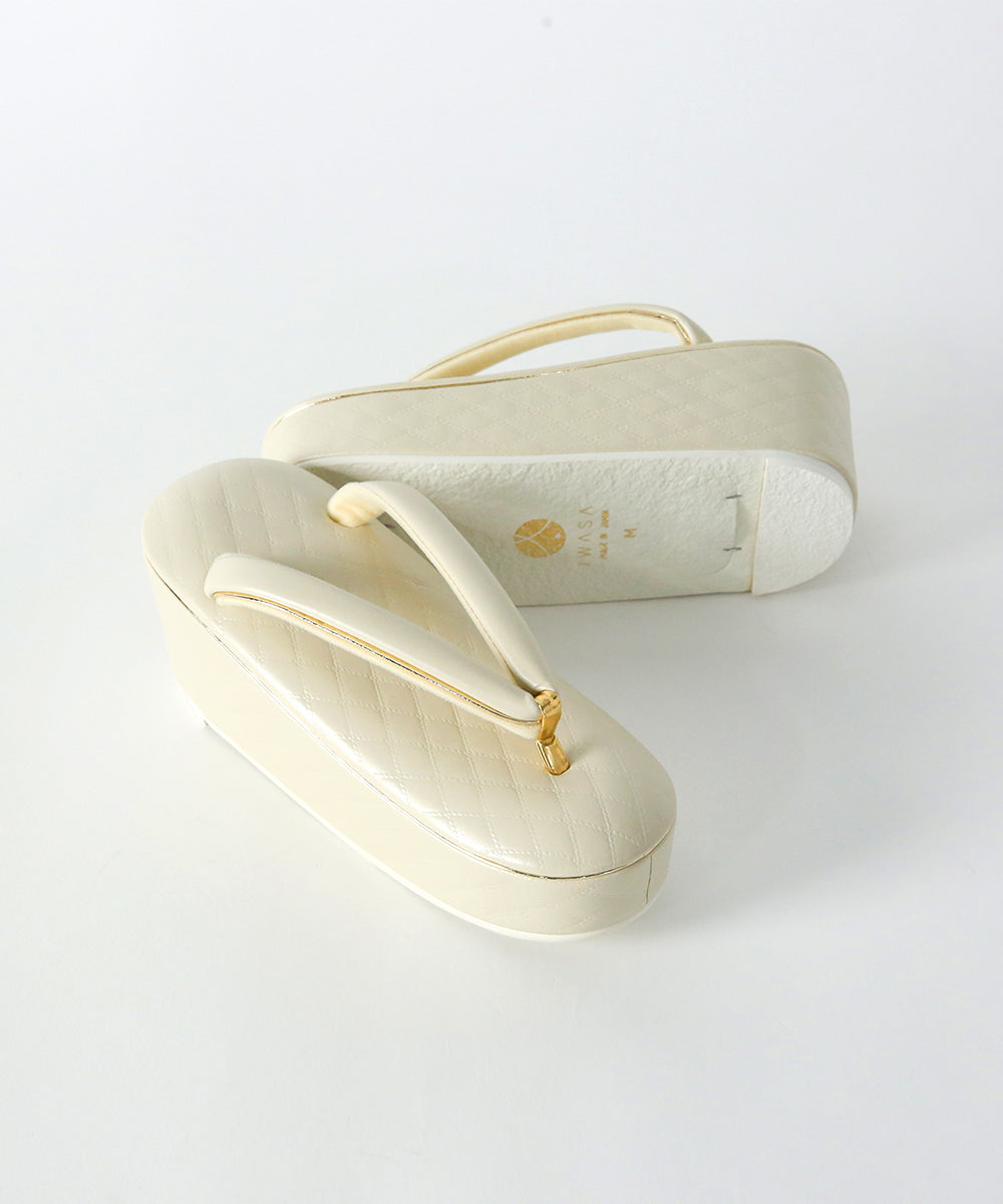 草履|ゴールドラインが映えるモダンな格子柄