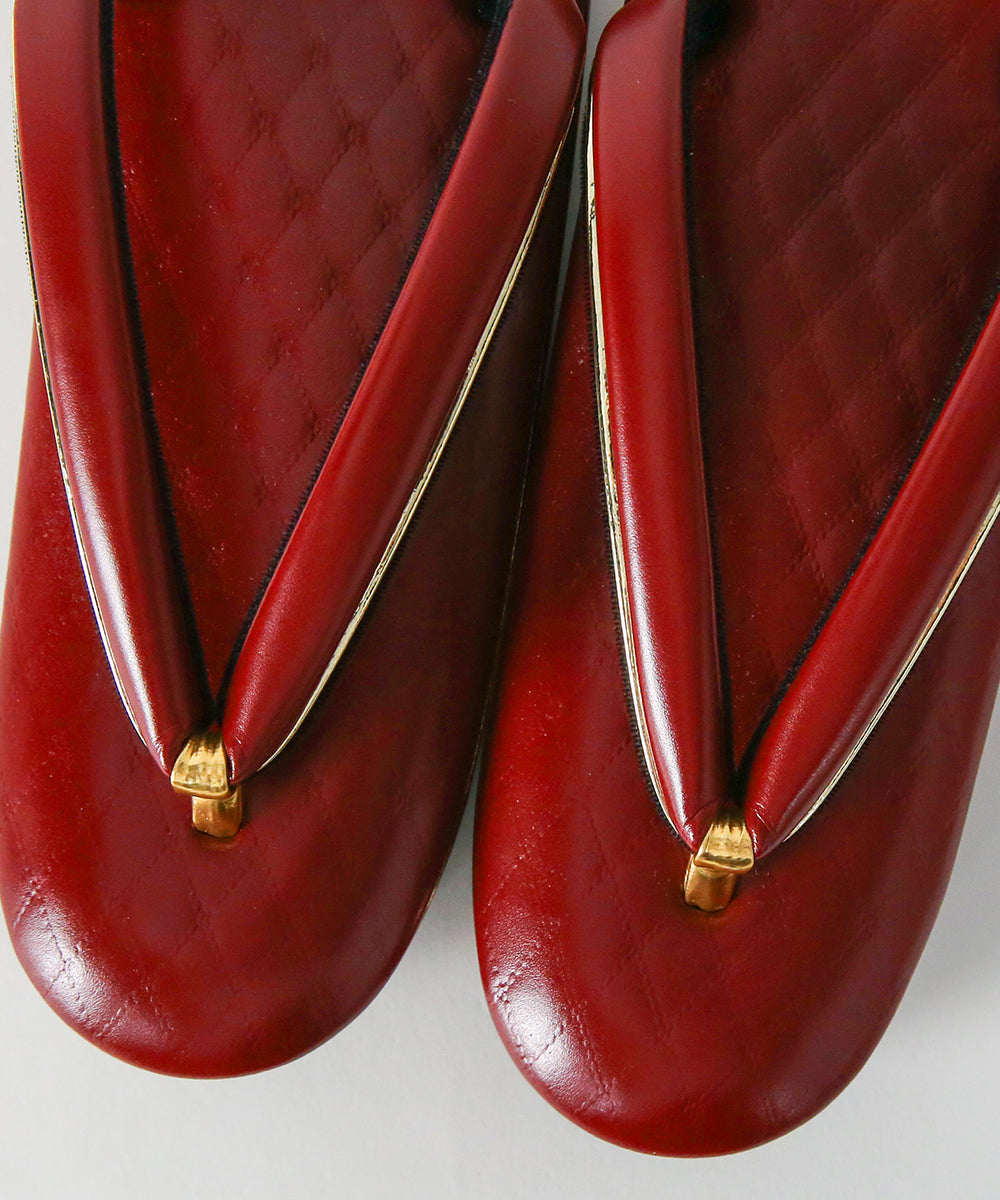 草履|ゴールドラインが映えるモダンな格子柄