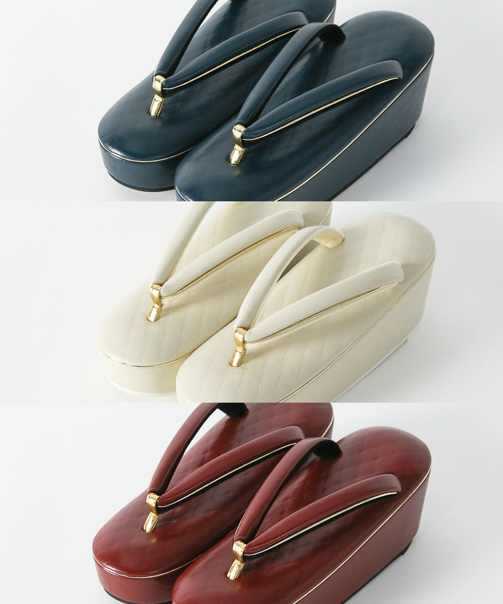 草履|ゴールドラインが映えるモダンな格子柄