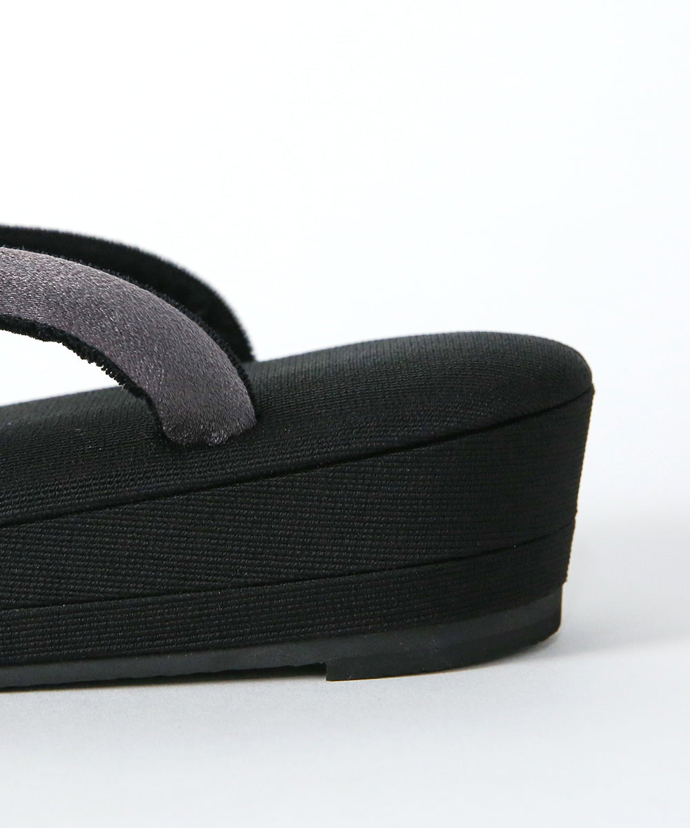 即納品|草履|静音-しずね- 黒×グレー