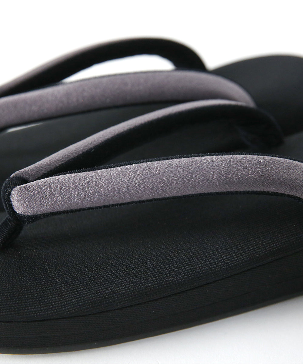 即納品|草履|静音-しずね- 黒×グレー