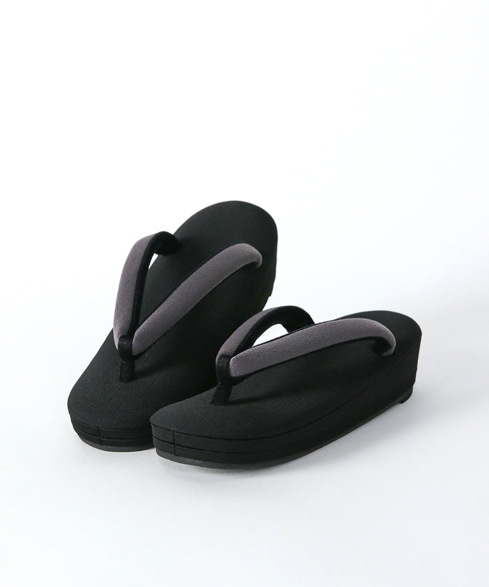 即納品|草履|静音-しずね- 黒×グレー