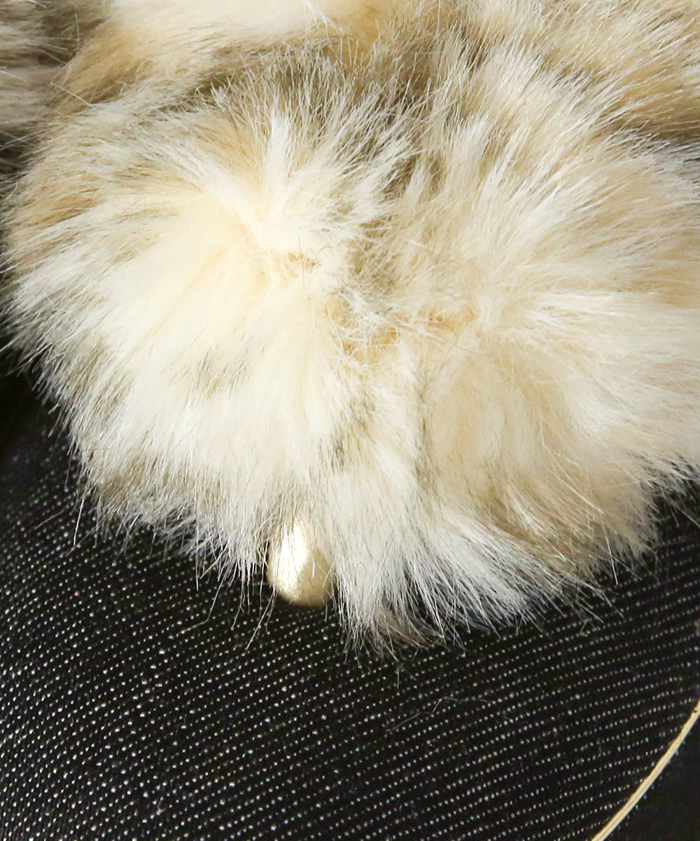 即納品|草履|デニム×もこもこファー