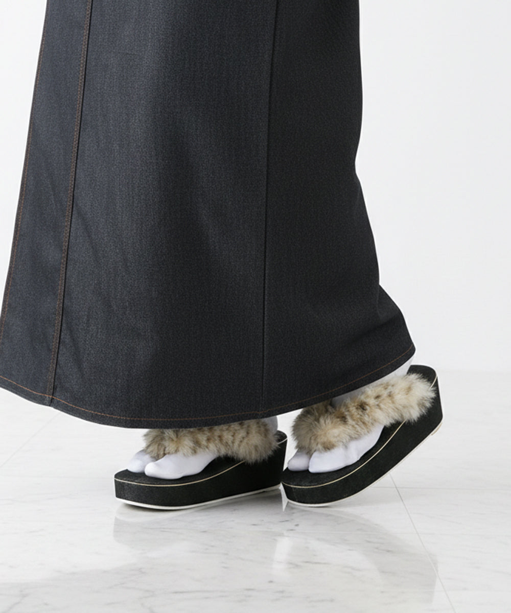 草履|デニム×もこもこファー