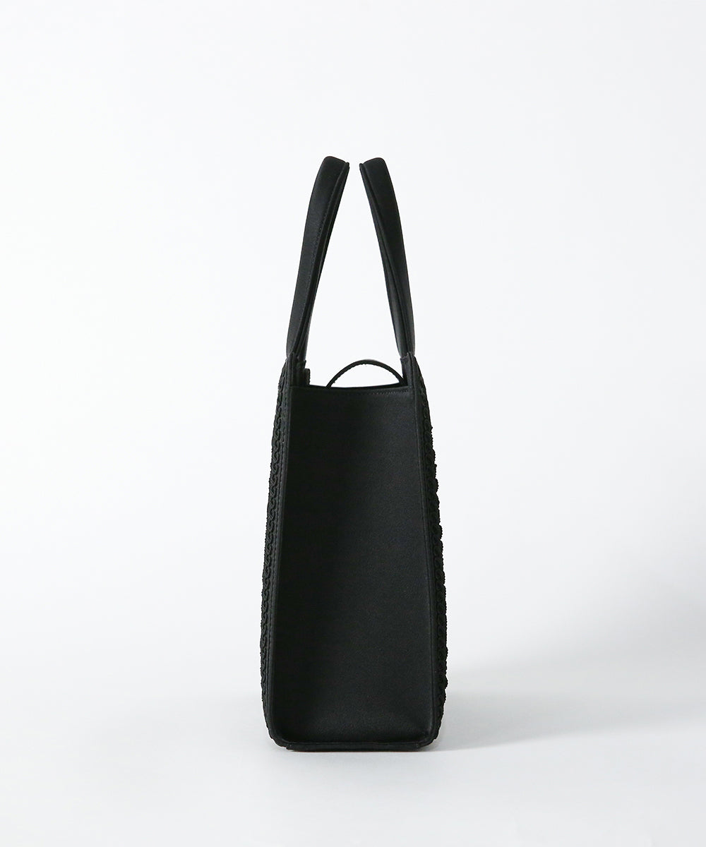 Inner magnetic cord embroidery tote formal bag