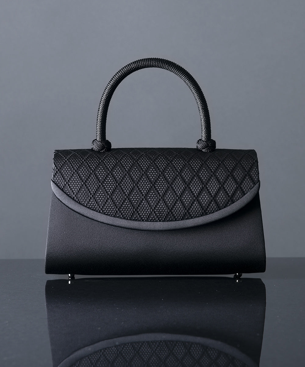 「博多織」格子文様フォーマルバッグ