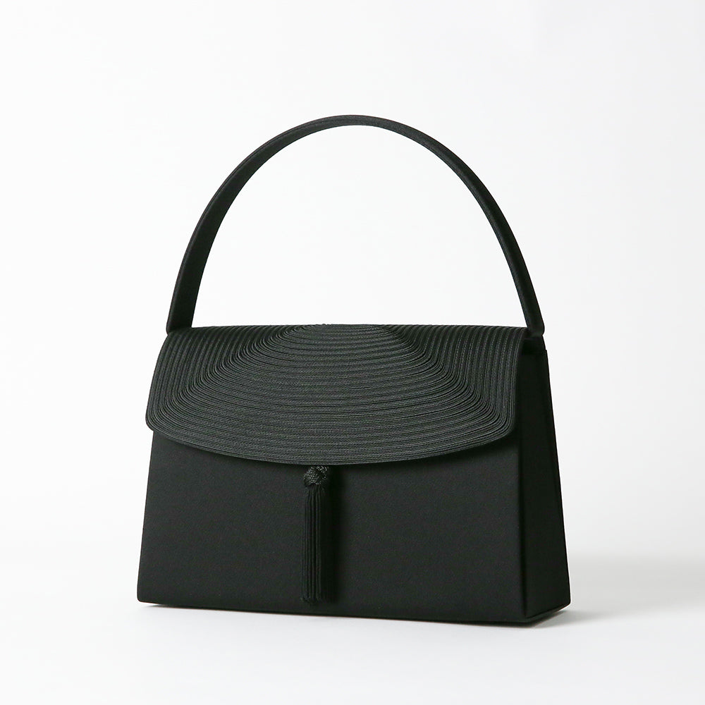 Cord embroidered formal bag with removable tassel