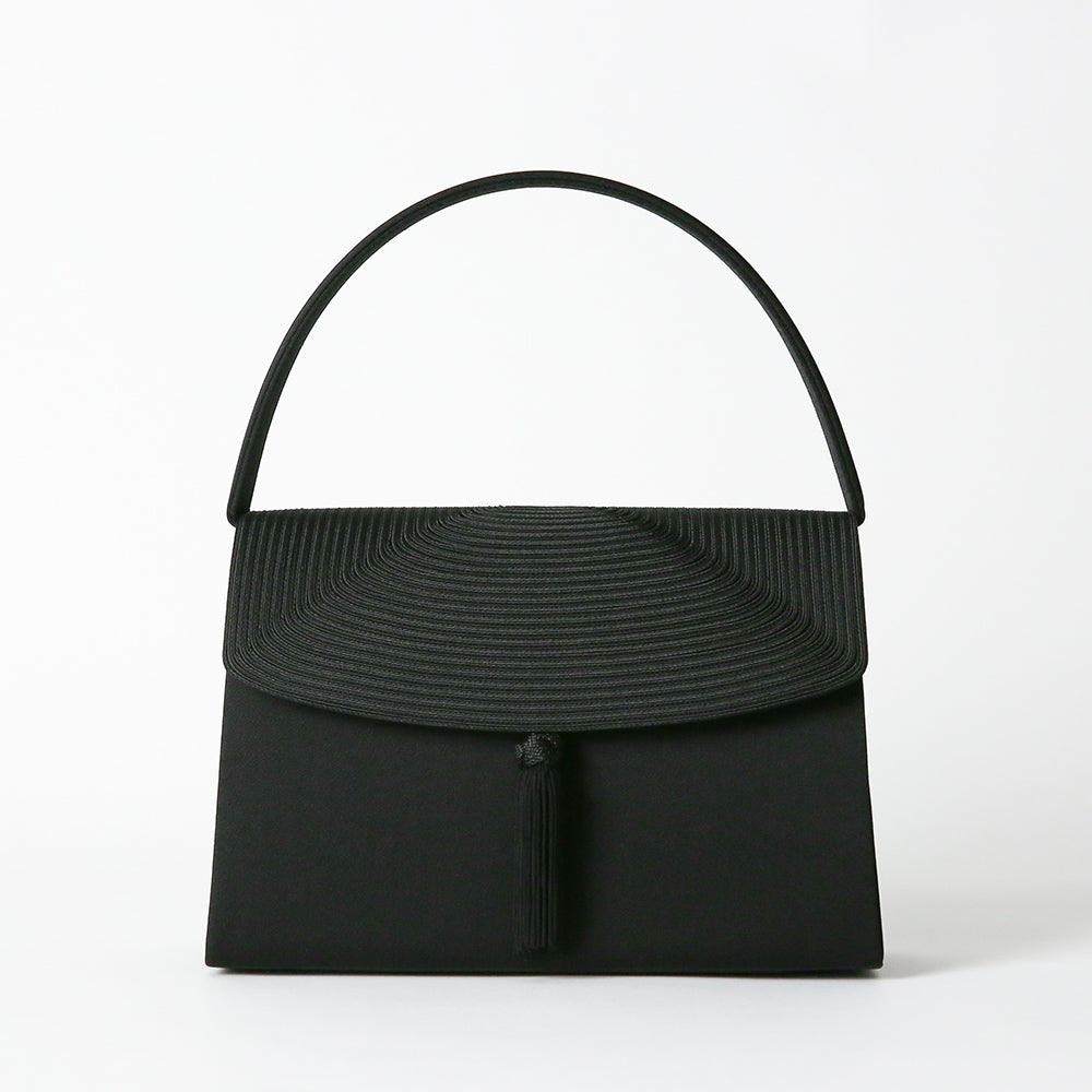 Cord embroidered formal bag with removable tassel