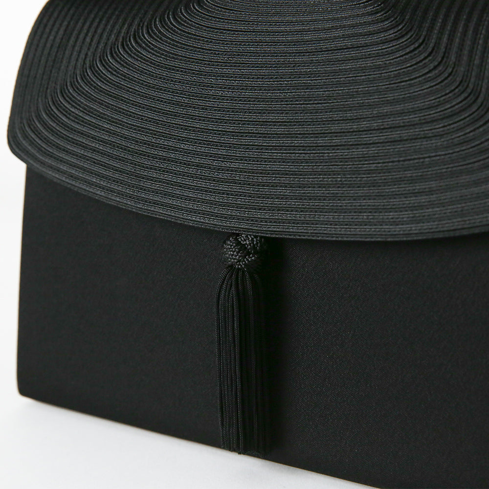 Cord embroidered formal bag with removable tassel