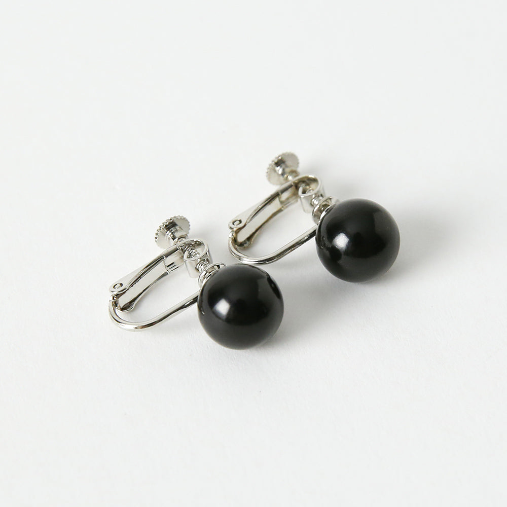 天然10mmジェット ネックレス&イヤリング(ピアス) 2点セット