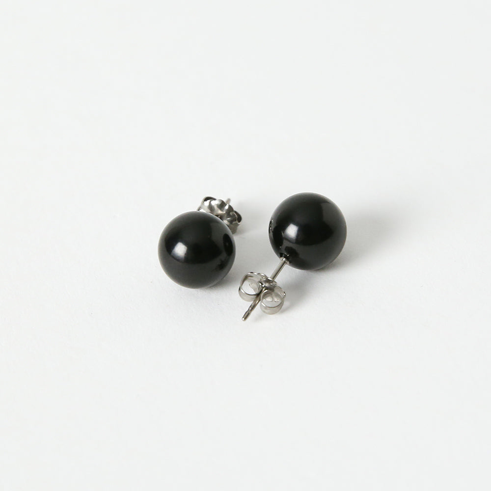 天然10mmジェット ネックレス&イヤリング(ピアス) 2点セット