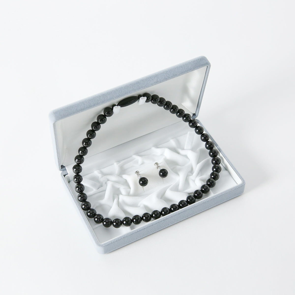 Natural 10mm jet necklace & earrings (2 piece set)