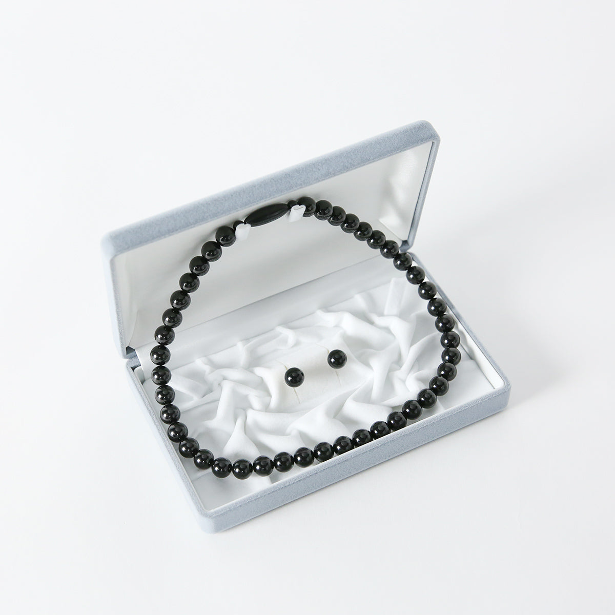 Natural 10mm jet necklace & earrings (2 piece set)