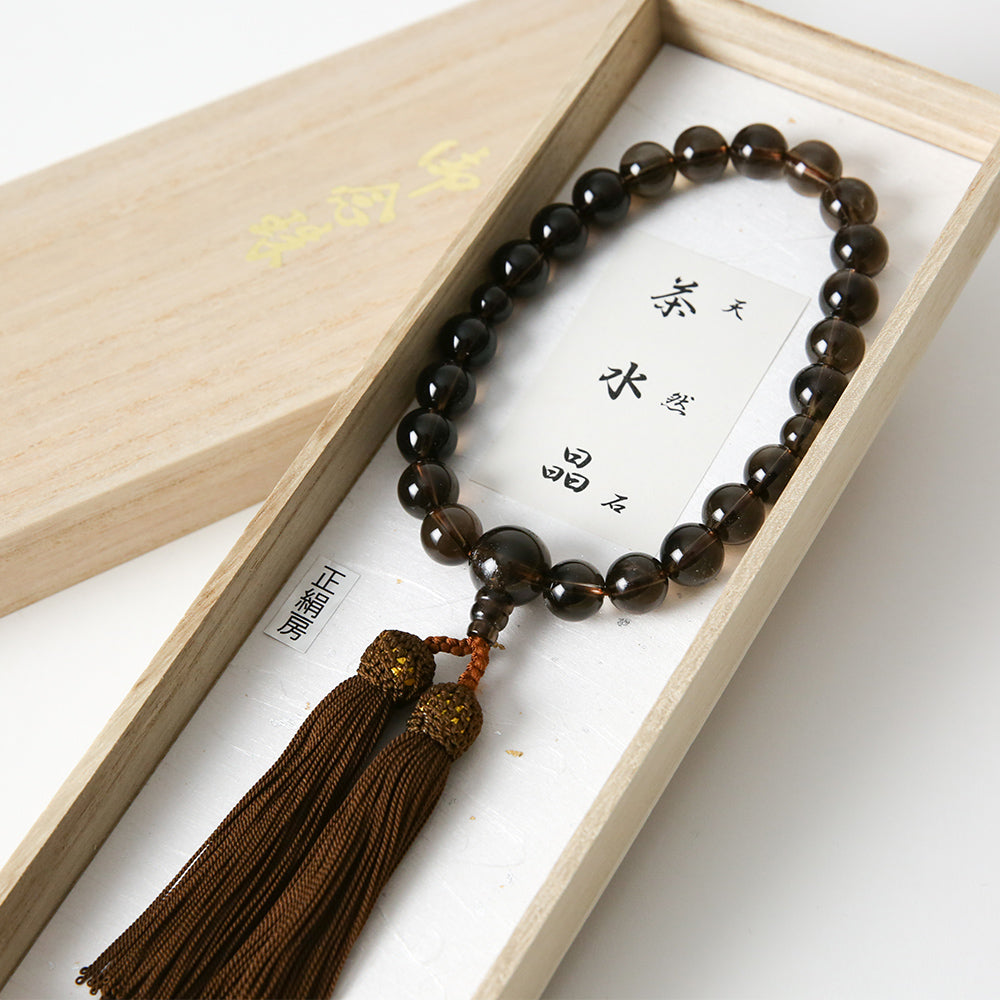 【バッグまたは草履と同時購入でお得なセット割】<男性用>天然石 茶水晶念珠 岩佐オフィシャルショップ<フォーマルバッグ・和装バッグ・草履>【公式サイト】