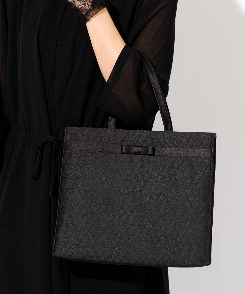 ダイヤ柄リボンサブバッグ