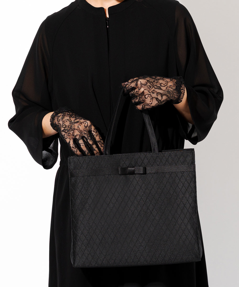 ダイヤ柄リボンサブバッグ