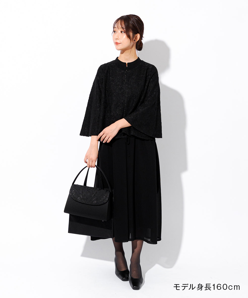 Cord embroidery formal bag & handbag set