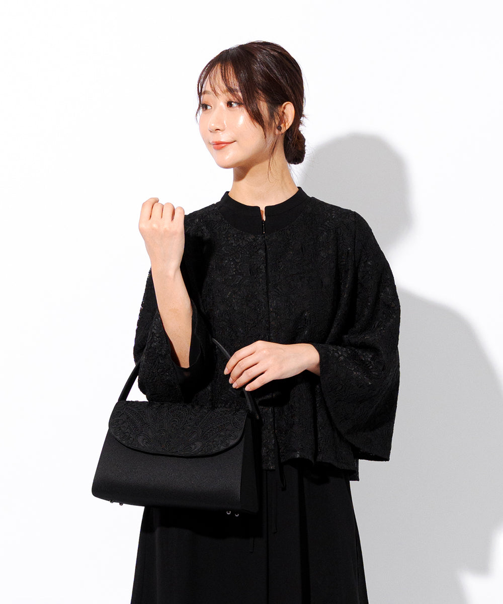 Cord embroidery formal bag & handbag set