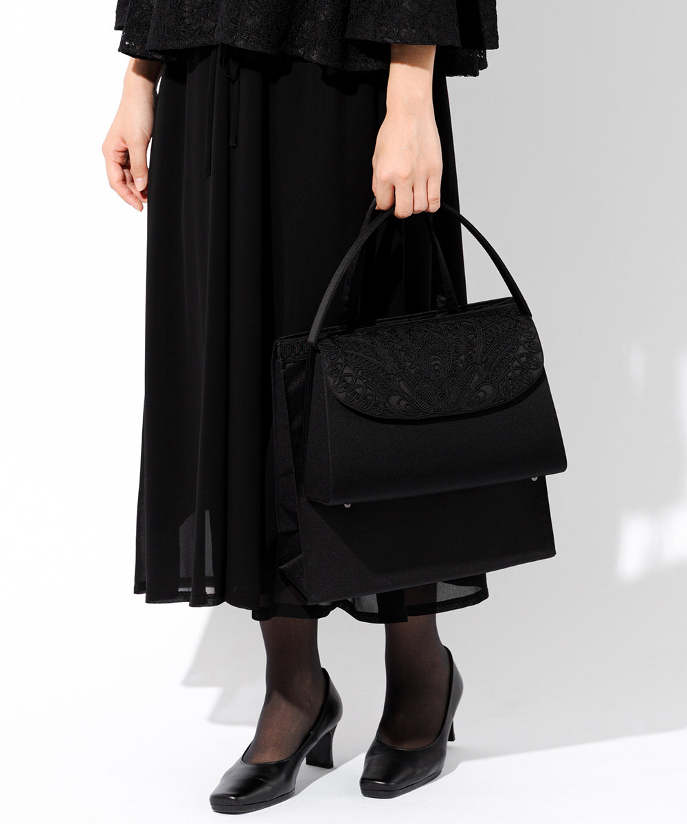 Cord embroidery formal bag & handbag set