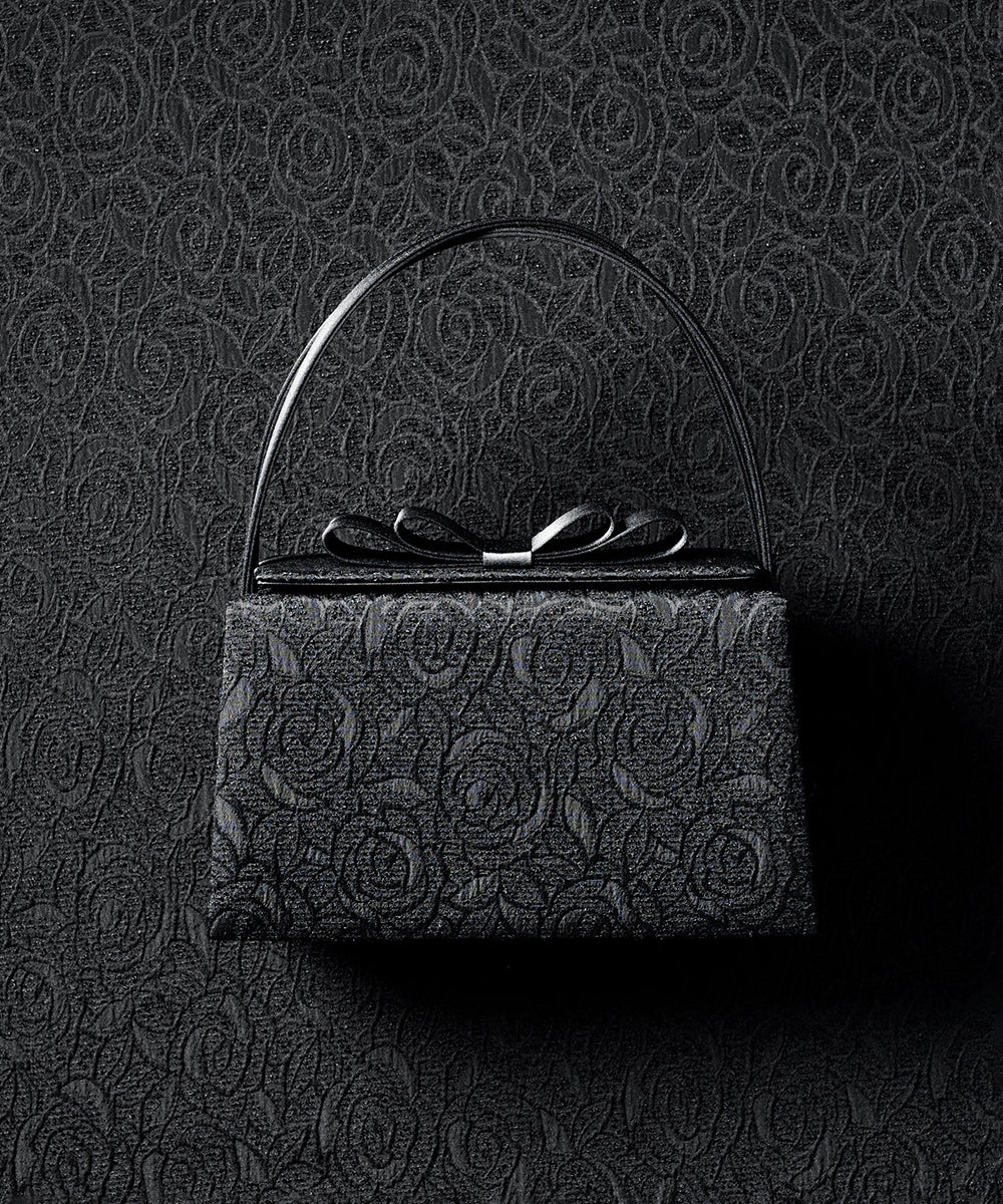 YUMI KATSURA|ダブルリボンジャカードブラックバッグ