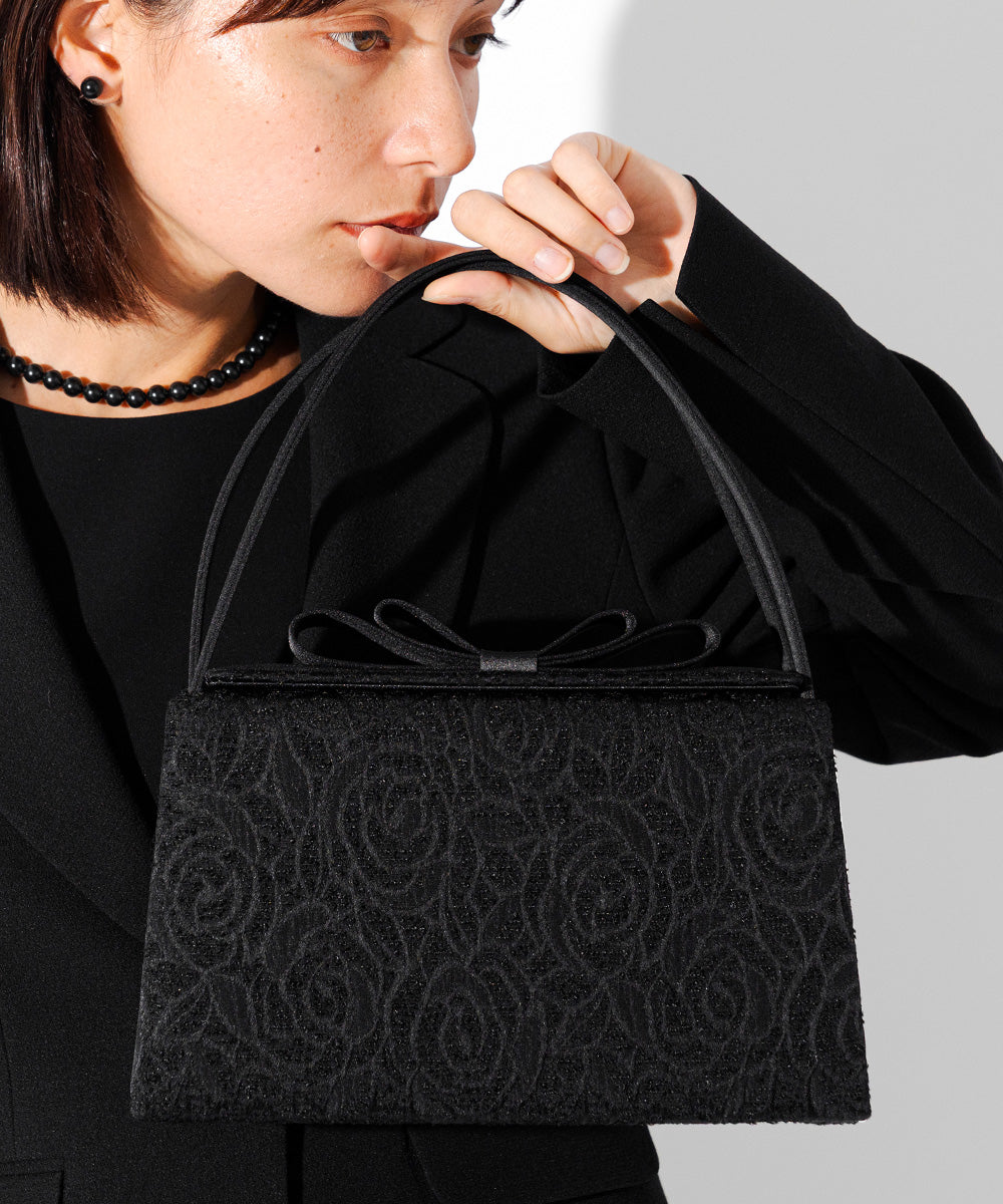 YUMI KATSURA|ダブルリボンジャカードブラックバッグ