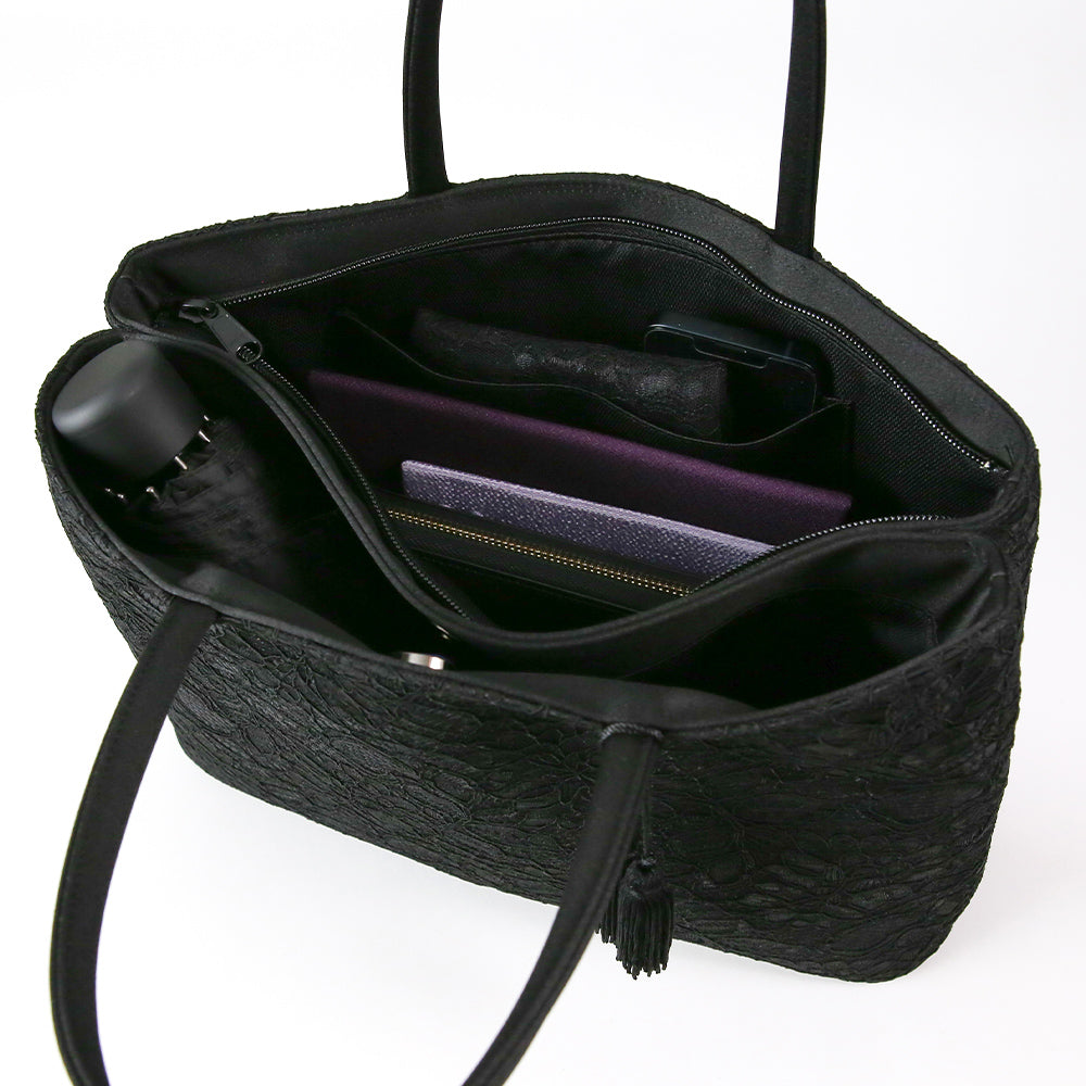 【A4対応】タッセル付きコードレース二層式バッグ