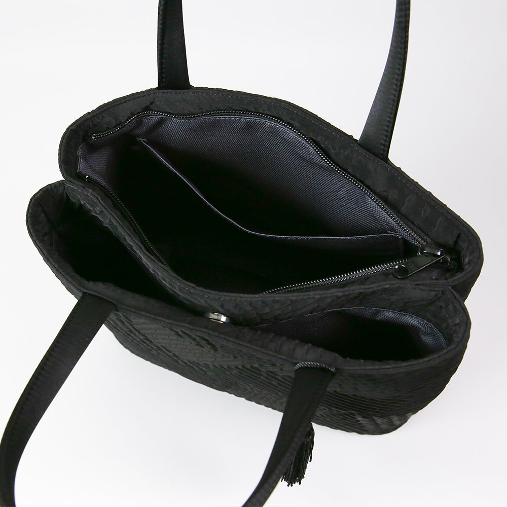 タッセル付きジオメトリック二層式バッグ