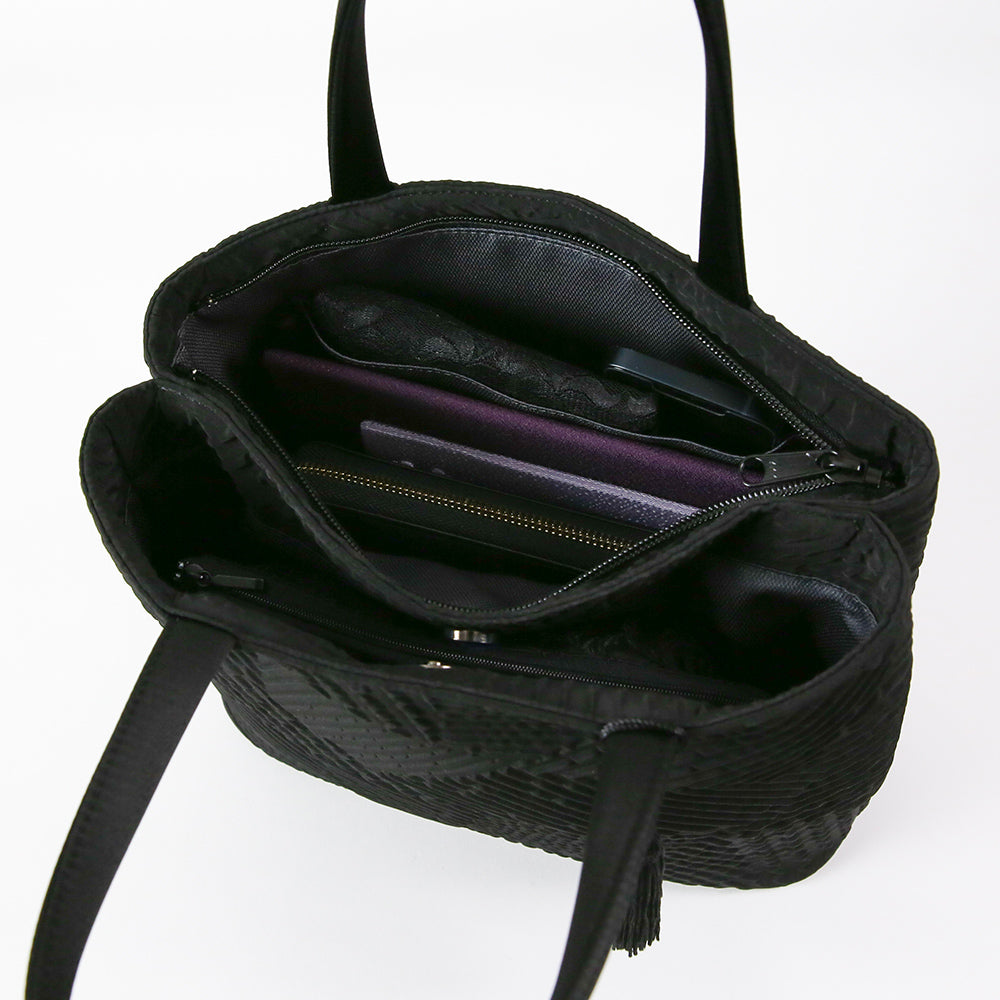 タッセル付きジオメトリック二層式バッグ