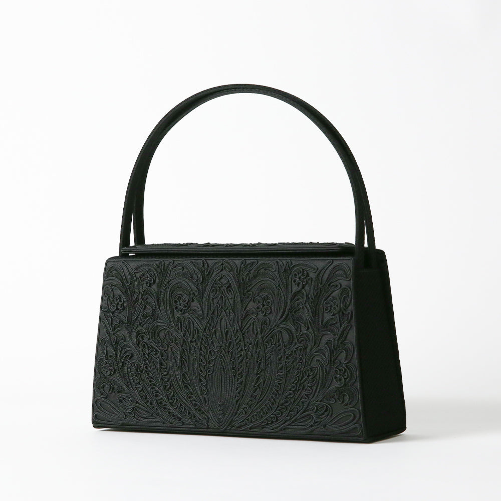 Cord embroidery top closure formal bag