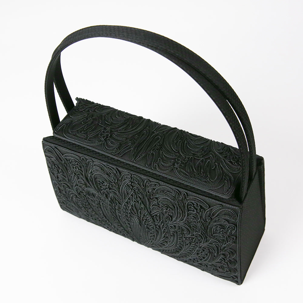 Cord embroidery top closure formal bag