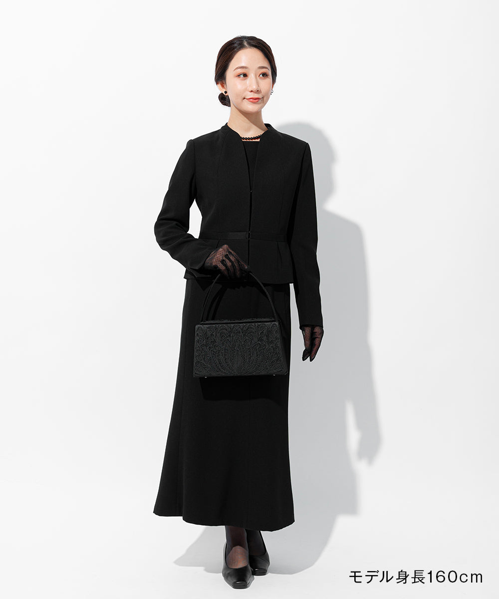 コード刺繍上部開閉フォーマルバッグ